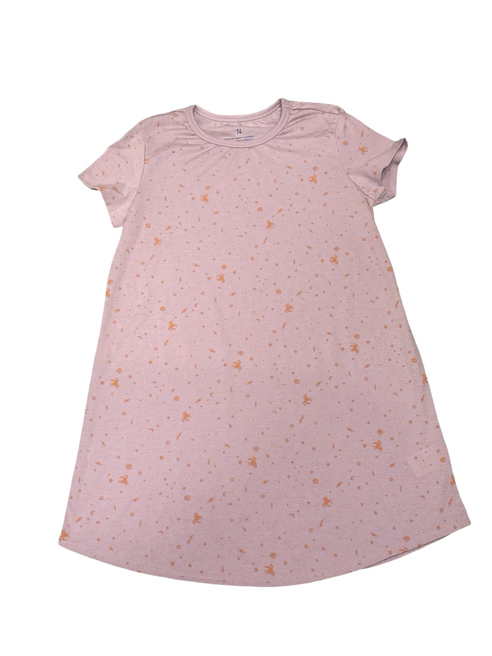 NWOT Rockets of Awesome Girls Size 14 Purple Starry Short-Sleeve Nightgown
